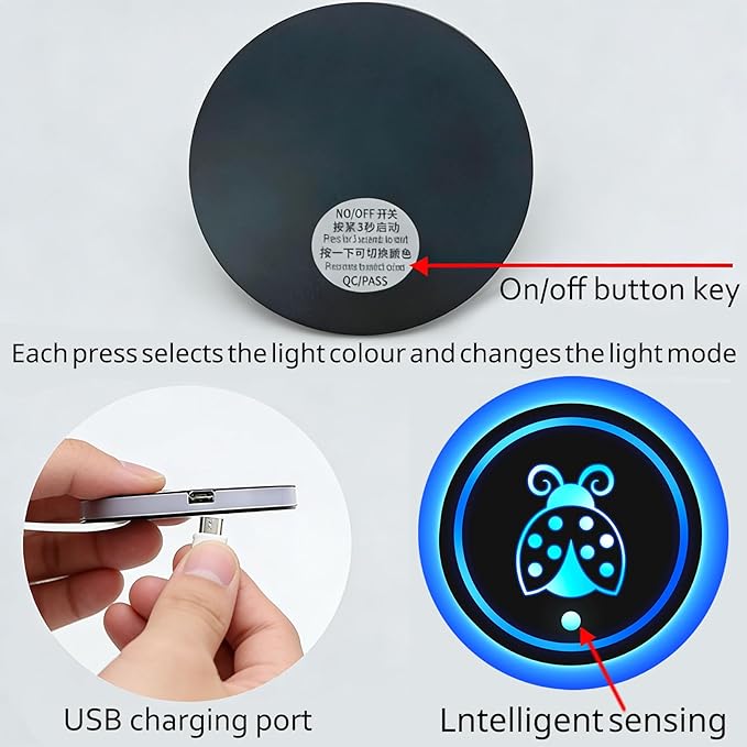 Spider Web LED Cup Holder Lights for Car,2Pcs LED Light Up Cup Holder Coasters with 7 Colors 3 Modes,Waterproof Interior Atmosphere Lamp,Car Decor Accessories Spider Gifts for Women Men
