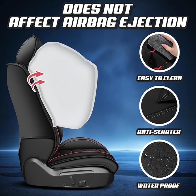 Car Seat Covers for Hyundai Sonata 2002-2026, Premium Nappa Leather Car Seat Cover, Stylish Sport Seat Covers， Automobile Seat Cover Sets.(Luxury 2 Seats/Black)