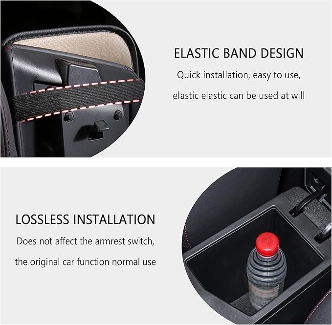 Stylish Car Center Console Cover,PU Leather Car Armrest Cover Prevent Scratches on Center Console,Universal Car Armrest Cushion Car Accessories Interior for Car SUV Truck (Black)