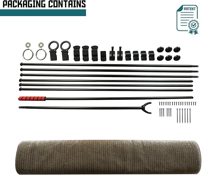 Bynbbur 4'W x 11'H Outdoor Patio Shades Foldable Roller Blinds, 220 GSM Sun Shade Roll Up Porch Screens Exterior Shade Cloth for Deck Pergola Backyard, Brown
