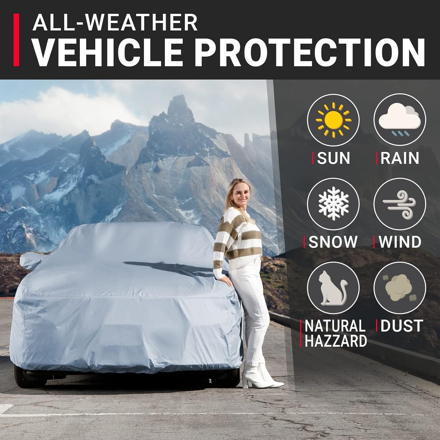 iCarCover Premium Car Cover for 1982-1990 Chevy Celebrity Heavy Duty Waterproof All Weather Automobiles Custom Fit Indoor Outdoor UV Snow Protection Covers with Straps and Bag