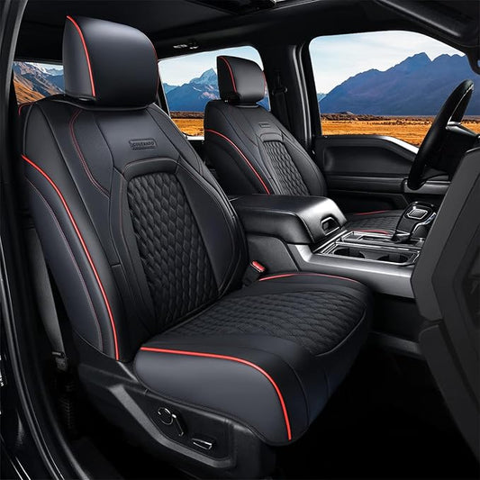 Coverado Seat Covers Full Set for Jeep Wrangler, Waterproof Car Seat Covers for Automotive Truck Seat Covers Custom Fit for 2008-2012 Jeep Wrangler JK Seat Covers for Cars 2 Door(Red Line)