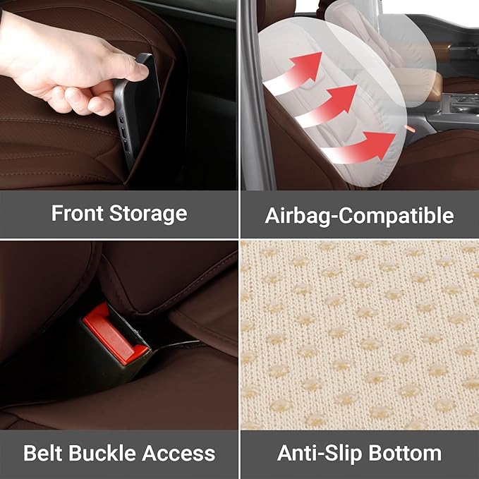 Coverland Custom Fit Car Seat Covers for SUV Compatible with [2022-2026 Hyundai Tucson] Premium Car Seat Cover Water Resistant Leather Non-Slip Interior Protector [Full set Dark Brown -Size Chart X58]
