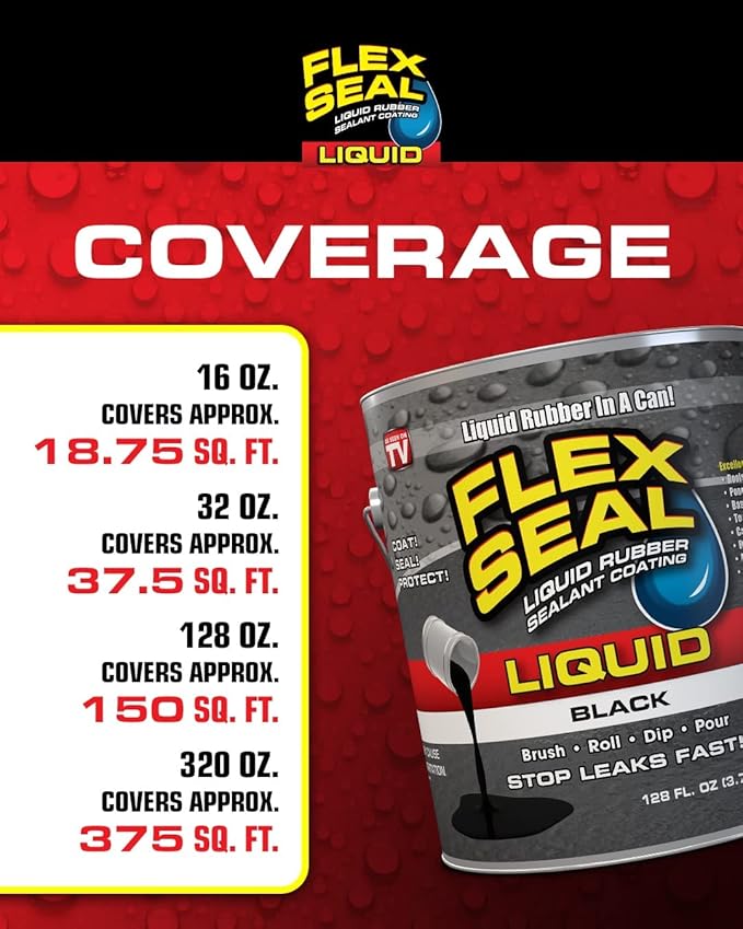 Flex Seal Liquid, Rubber Coating Sealant, Waterproof, Flexible, Breathable, and UV Resistant, Roof Repair, Basements, RV, Campers, Trailers, Marine, EPDM, Masonry, White, 16 oz