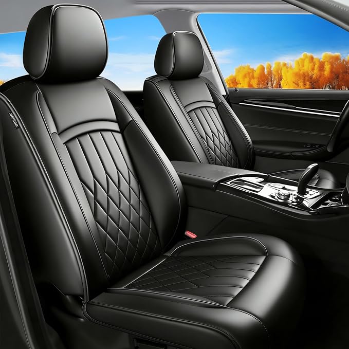 Fit Integra Car Seat Covers for Acura Integra 2023-2026 - Premium Leather, Waterproof, All-Weather, Airbag Compatible, Breathable, Seat Protectors, Only 2 Front seat Covers, Black