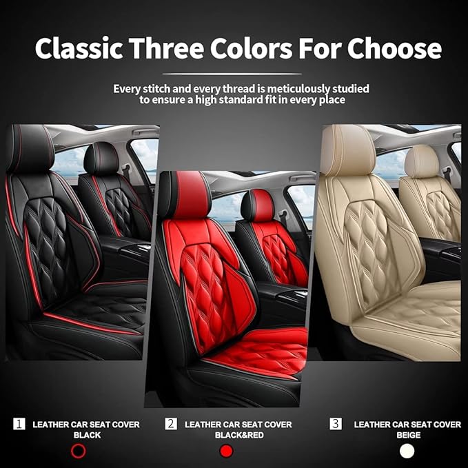 AOMSAZTO Car Seat Covers Fit for Ford Bronco Sport Big Bend 2021-2025 2026 (Not Fit Bronco) Front Set Leather Automotive Cushion Cover Seat Protector Airbag Compatible Waterproof (2Seats,Black&Red)
