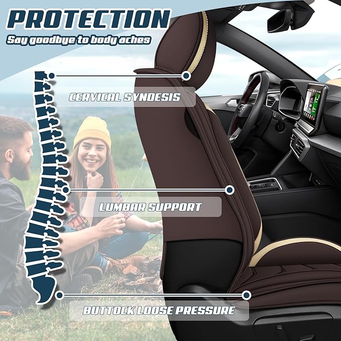 Car Seat Covers for Honda Accord 2000-2025, Premium Nappa Leather Car Seat Cover, Stylish Sport Seat Covers， Automobile Seat Cover Sets.(Luxury 2 Seats/Coffee Color)