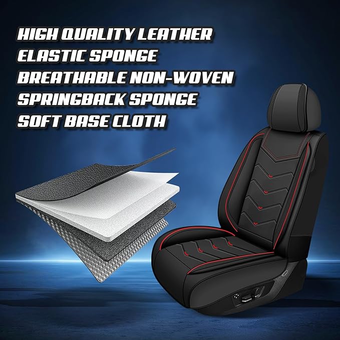 Car Seat Covers for Hyundai Sonata 2002-2026, Premium Nappa Leather Car Seat Cover, Stylish Sport Seat Covers， Automobile Seat Cover Sets.(Luxury 2 Seats/Black)
