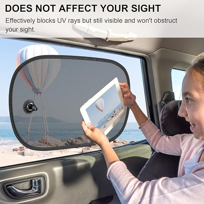 Car Sun Shade, 2 Pack Window Shade for Baby Universal Cling Sunshade for Side Window Sun Glare and UV Protection for Kids/Adults/Pets - 20''x12'' Fits 98% Cars(Suction Cup Stick)