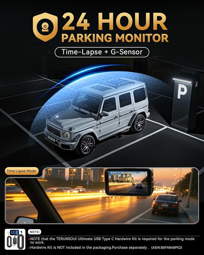 4K+4K Dash Cam Front and Rear, Free 128GB Card Included, 5.8GHz WiFi Dash Camera for Cars, Built-in GPS, G-Sensor, 170°Wide Angle, 3" IPS Screen, 24H Parking Mode, Support 512GB Max