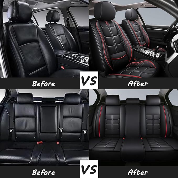Leather Car Seat Covers Fit for Toyota Sienna 1997-2024, 5 Seater Car Seat Cover, Premium Waterproof, Scratch Resistant Car Interior Accessories (Full Set Beige)