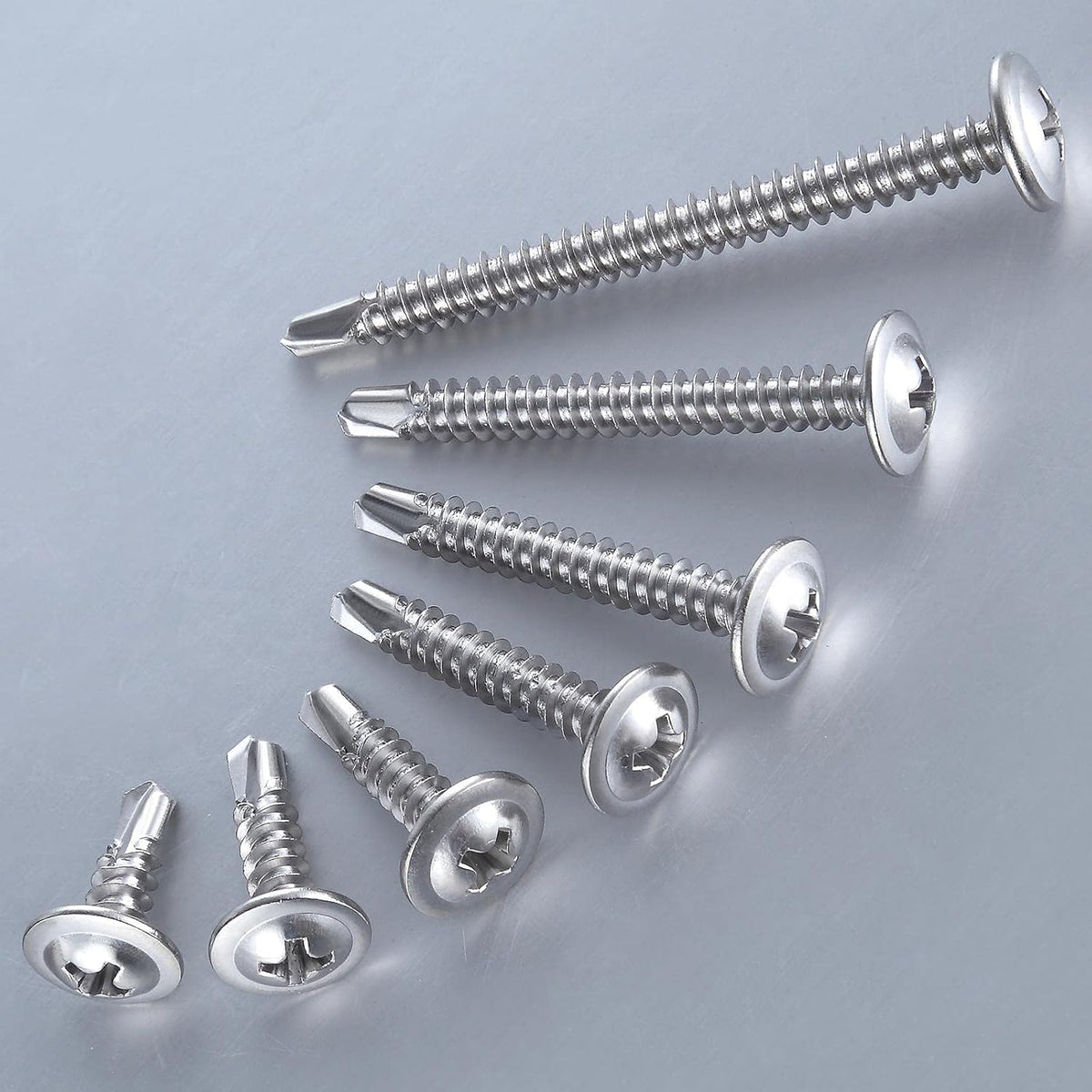 (200 pcs) Wensilon #10×1”for Sheet Metal Self-Tapping Screws 410 Stainless Steel Truss Head High-Strength Quick Tapping Screws