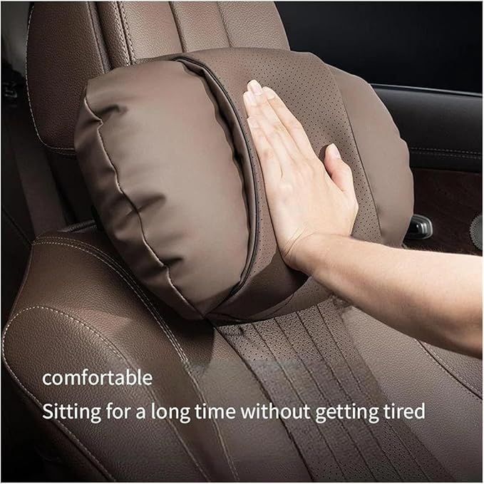 1/2PCS PU Leather Car Neck Pillow & Lumbar Support Cushion, Breathable Universal Seat Headrest Waist Pad, Soft Support Cushion for Daily Driving and Travel(C Style headrest)