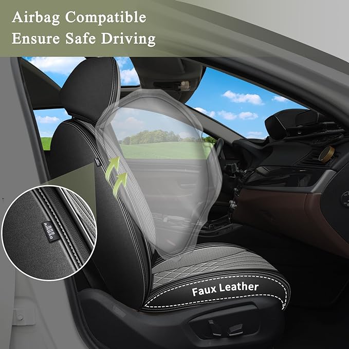 Full Set Car Seat Covers for Mazda CX5 CX-5 2013-2025 2026: Breathable Perforated Leather Seat Cover (Black&Grey)