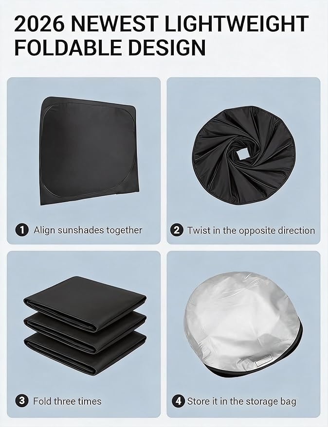 Proadsy 2026 Upgrade Windshield Sun Shade Custom Fit 2006-2011 Civic Foldable Front Sunshade Protector Sun Visor Blocks UV Rays Keep Car Cooler