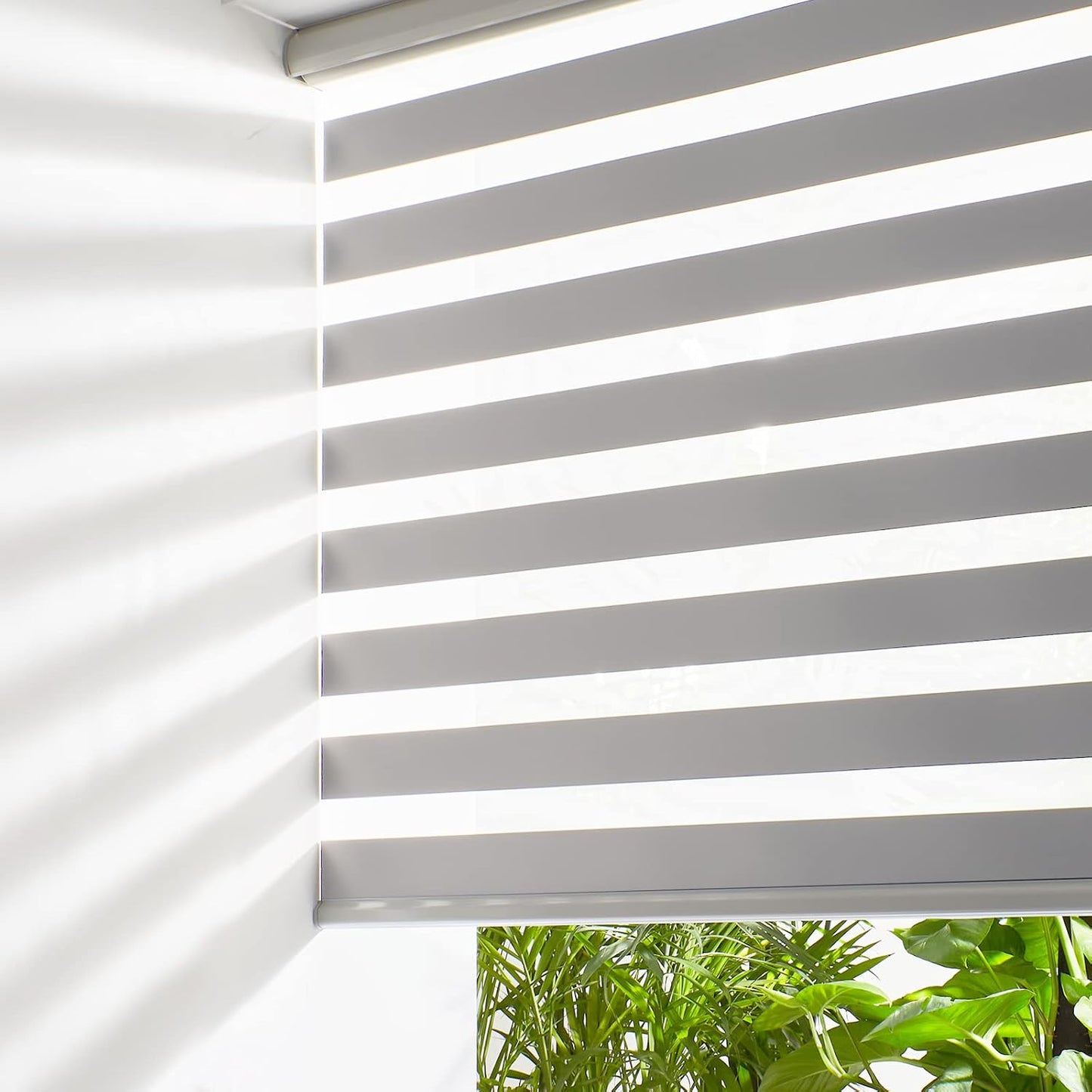 Persilux Zebra Blinds Cordless Blinds for Windows (55" W x 72" H, Grey) Dual Layer Zebra Shades, Light Control for Day and Night, for Home, Office, Bedroom, Living Room…