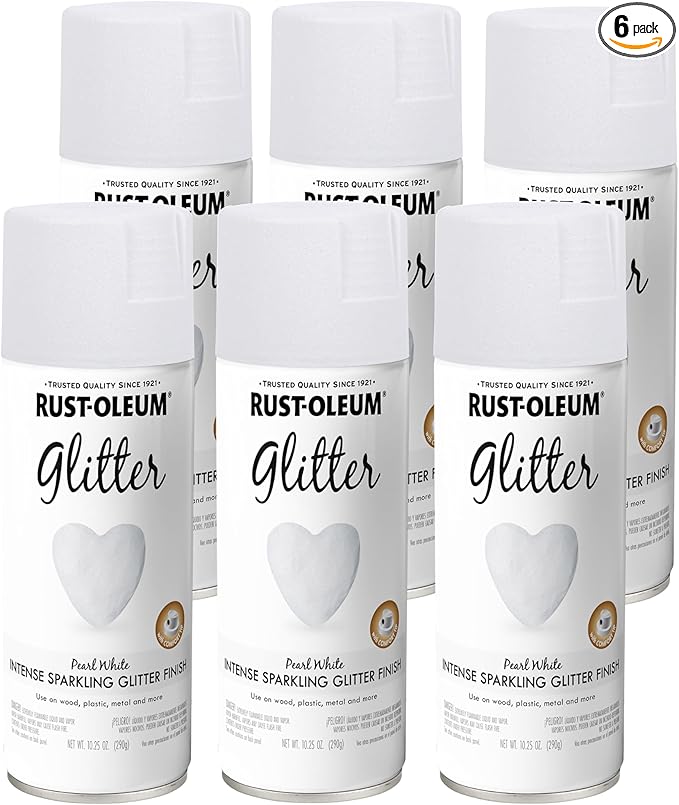 Rust-Oleum 299426-6PK Specialty Glitter Spray Paint, 10.25 Oz, Pearl White, 6 Pack