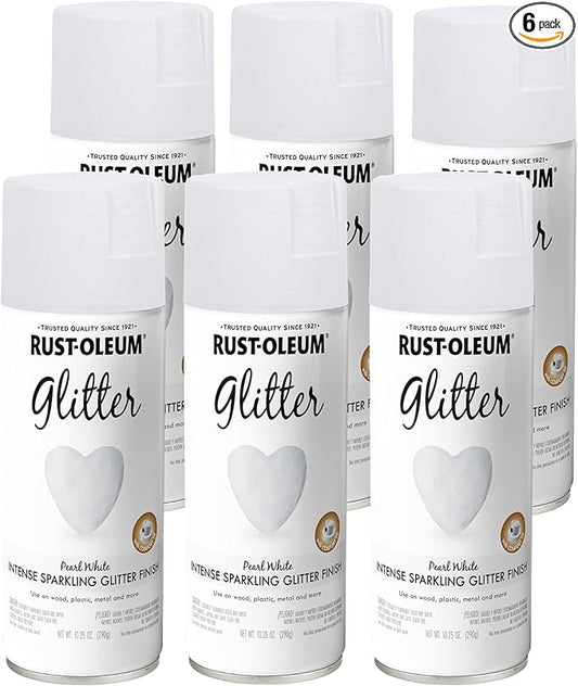 Rust-Oleum 299426-6PK Specialty Glitter Spray Paint, 10.25 Oz, Pearl White, 6 Pack