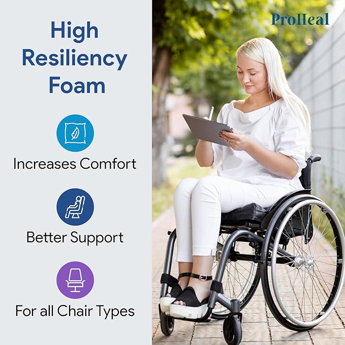 Gel Wedge Seat Cushion with Pommel, Bariatric 26" x 20" x 4" - 2" - Better Posture and Hip Positioning - High Density Foam and Pressure Redistribution Gel and Back, Tailbone, and Coccyx Support