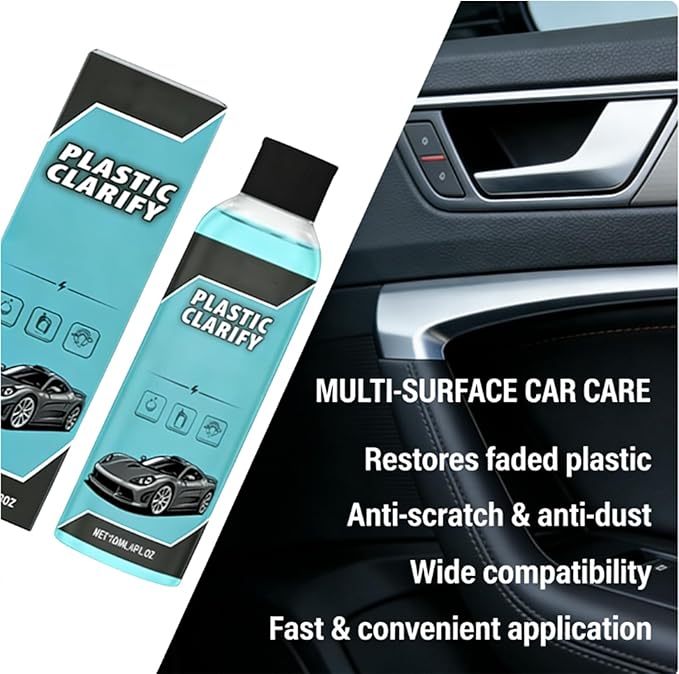 Interior Maintenance Refresher for Car, Plastic Clarify Tire Shine for Cars, 4 oz Black Plastic Car Trim Restorer Spray, Waterless Detailer for Rubber, Vinyl, and Plastic, Restores Deep Shine (2pcs)