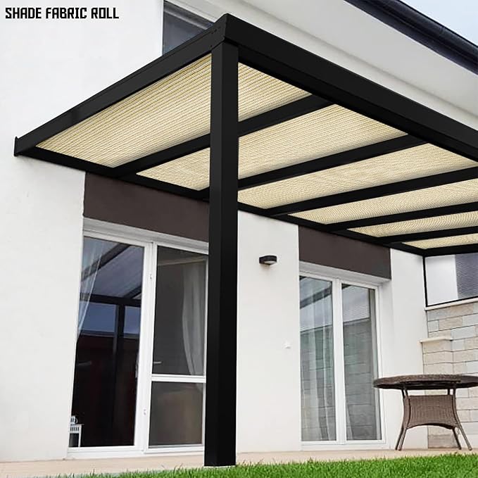TANG Sun Shade Fabric Roll 8'x96' Shade Cloth for Garden Beige HDPE Mesh Shading Pergola Cover Replacement Canopy, 95% Blockage Sunshades for Outdoor Patio Backyard Plant