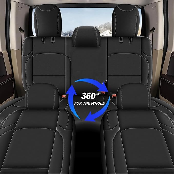 AOMSAZTO Seat Covers for Jeep Wrangler JL 2018 2019 2020 2021 2022 2023 2024 2-Door Waterproof Car Seat Covers Full Set Black