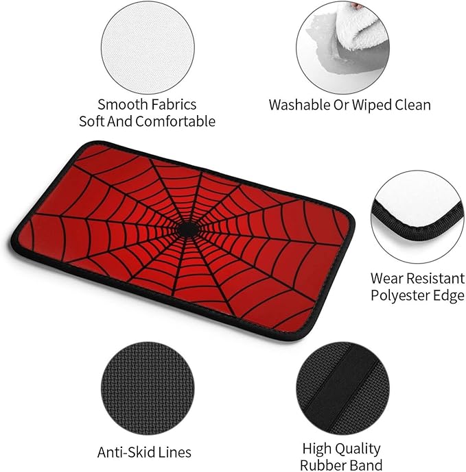 Red Spider Web Auto Center Console Cover Pad Car Armrest Seat Box Cover Cushion Universal for Most Vehicle SUV Truck Car Accessories Decor