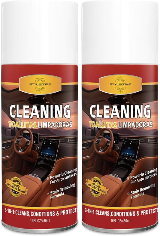 Dashboard Polish Wax, Premium Leather Cleaner & Conditioner 2 in 1 - Safe for Car Seats, Shoes, Jackets | Deep Cleaning & Moisturizing, Removes Stains/Dirt Without Damaging Leather, 30 oz(Pack of 2)