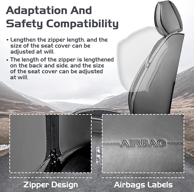 Truck Seat Covers for Chevy Silverado 2500 2007-2026, Waterproof Premium Leather Full Coverage Car Seat Cover, Muscle Sport Style Auto Interior Seat Cover Sets (Full Set/Gray Black)