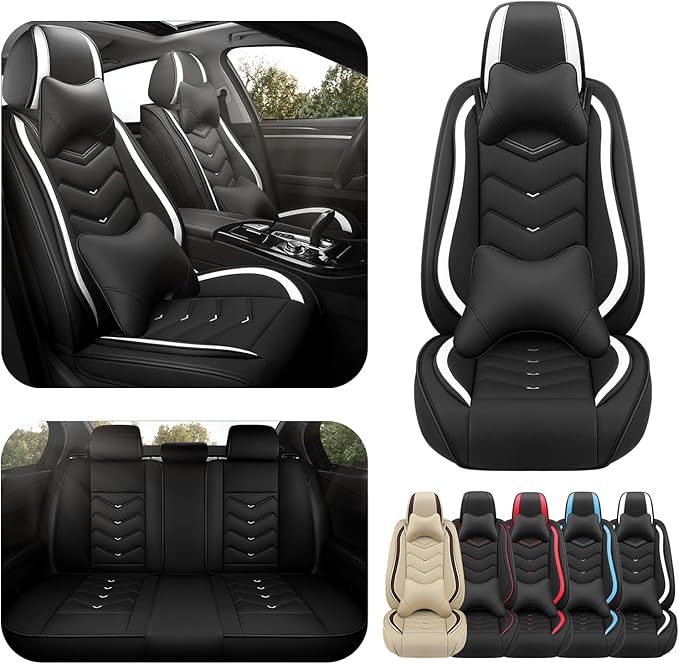 Car Seat Covers for Honda Accord 2000-2026, Premium Nappa Leather Car Seat Cover, Stylish Sport Seat Covers， Automobile Seat Cover Sets.(Luxury 5 Seats/Black White)