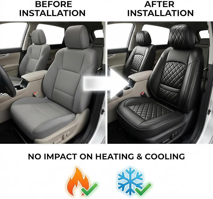 Fit TSX Car Seat Covers for Acura TSX 2003-2014 - Premium Leather, Waterproof, All-Weather, Airbag Compatible, Anti-Slip, Breathable, Easy Install, Seat Protectors, Full Set, Black