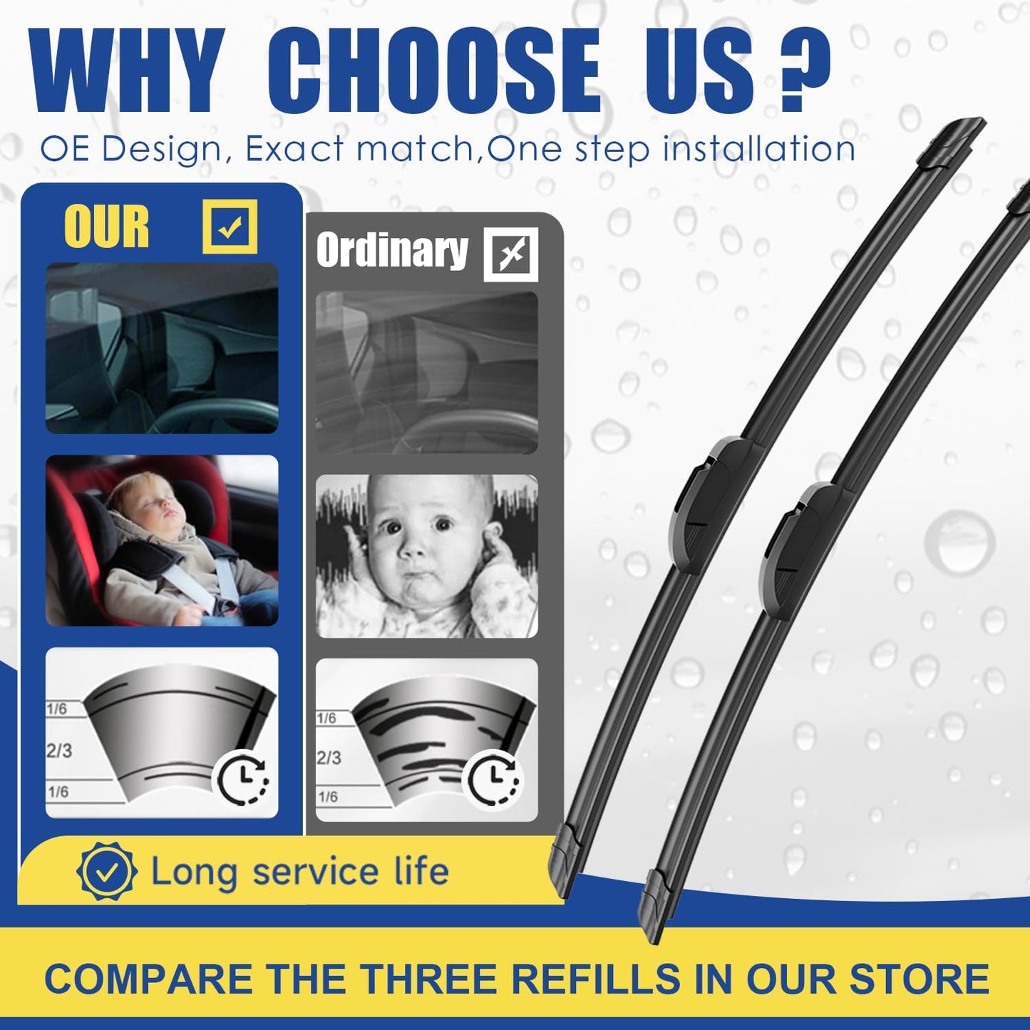 3 wipers Replacement For 2010 2011 2012 2013 2014 2015 Lexus RX350 RX450h, Windshield Wiper Blades Original Equipment Replacement - 26"+22"+16" (Set of 3) U/J HOOK