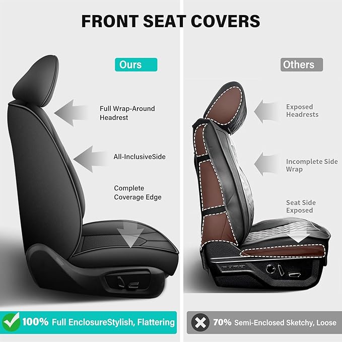 AOMSAZTO Custom Fit Seat Covers for Toyota Camry 2020 2021 2022 2023 2024 (SE,LE,SE Nightshade) Faux Leather Camry Seat Protector Full Set Black