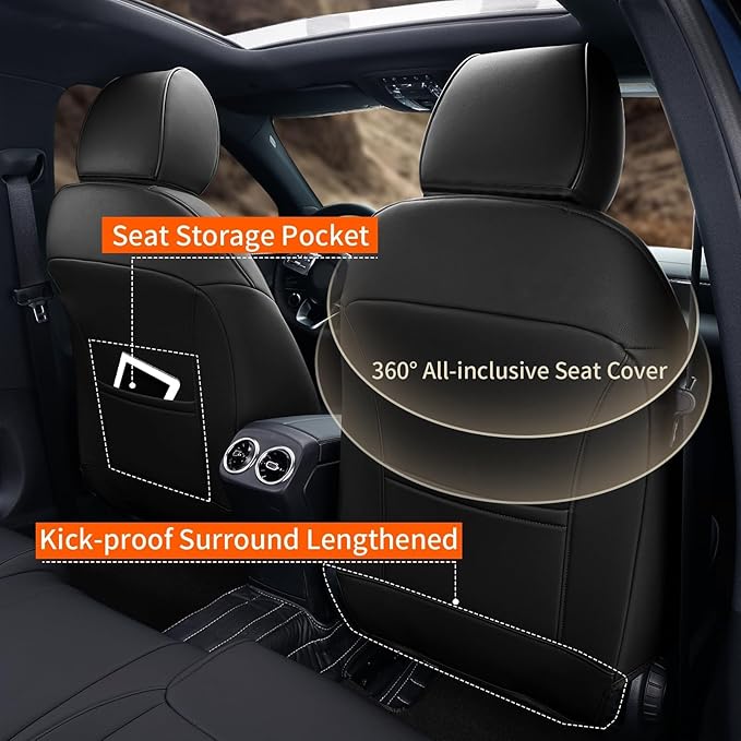 AOMSAZTO Custom Seat Covers for Toyota Tundra 2022 2023 2024 2025 CrewMax SR SR5 Limited Platinum FFV TRD Pro Leather Car Seat Covers Full Set Black, Custom Fit Full Set Faux Leather Black