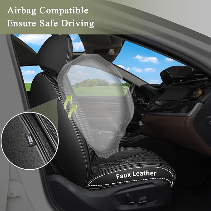 Full Set Car Seat Covers for Toyota Corolla 2000-2019: Breathable Perforated Leather Seat Cover (Black)