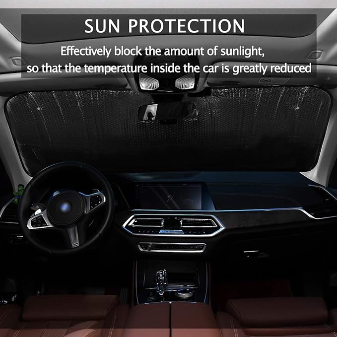 Fresh Strawberry Car Windshield Sun Shade Cute Pink Fruit Foldable UV Ray Sun Visor Protector Sunshade to Keep Your Vehicle Cool (55" x 27.6")
