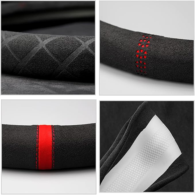 Suede Steering Wheel Cover,Compatible with Acura RLX RDX MDX ILX CDX PLX NSX TLX TLX-L Suede Leather Sport Non-Slip Wheel Cover Car Interior Accessories 15 inch for Man and Women