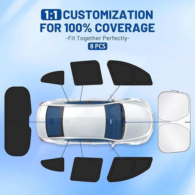 Car Window Shades for Honda Odyssey 2018-2024, Privacy Window Covers for Side, Rear & Windshield 8PCS, Car Shield Sunshade for Privacy Protection, Heat Blocking, Camping, and Parking