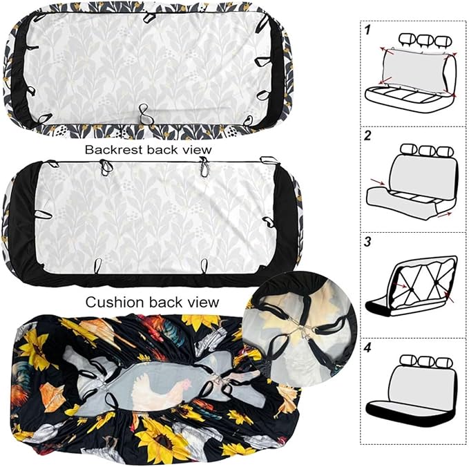 KEIAHUAN American Flag Bald Eagle Car Seat Covers Full Set Auto Front Seat Cushion Rear Split Bench Seat Pads Breathable & Washable Fit Most Cars, Trucks, SUV or Vans