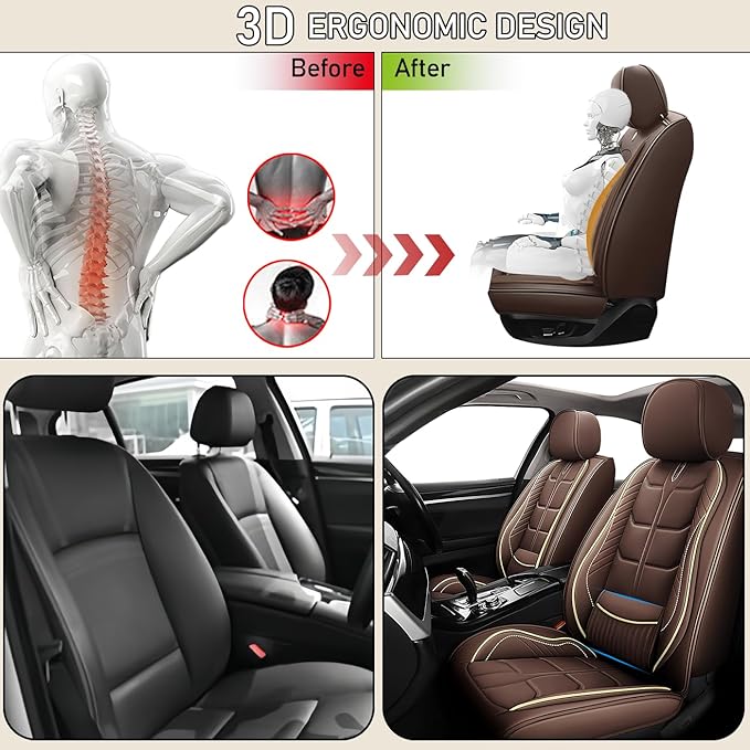 Leather Car Seat Covers Fit for Toyota Prius 2004-2024, 5 Seater Car Seat Cover, Premium Waterproof, Scratch Resistant Car Interior Accessories (Full Set Coffee)