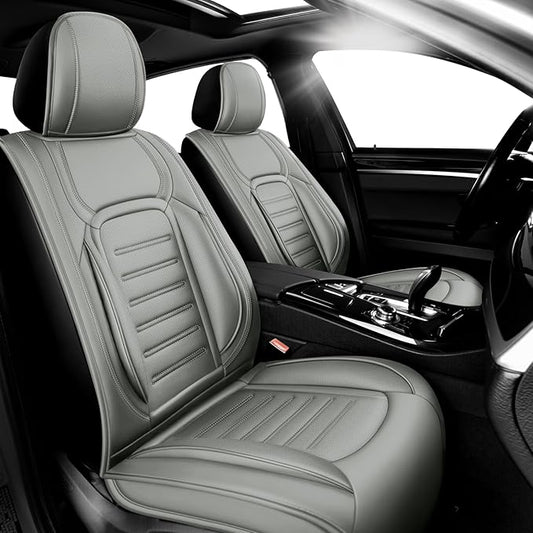 Fit HRV Premium Leather Car Seat Covers Compatible with Honda HRV 2016-2025 2026, Breathable, Wear Resistant, Airbag Compatible, All-Weather Protection & Full Coverage, 2 Front Seat Gray