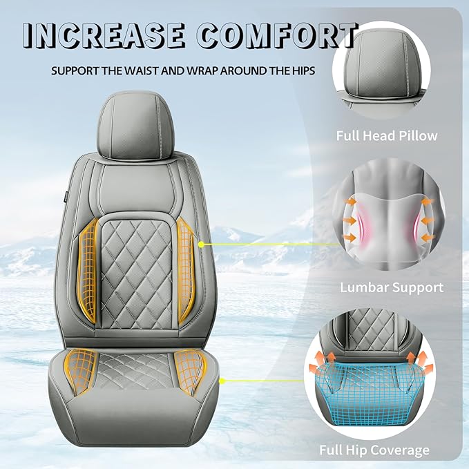 Fit HRV Car Seat Covers Compatible with Honda HRV 2016-2025 2026, Premium Leather Breathable, Wear Resistant, Airbag Compatible, All-Weather Protection & Full Coverage, Full Set Gray