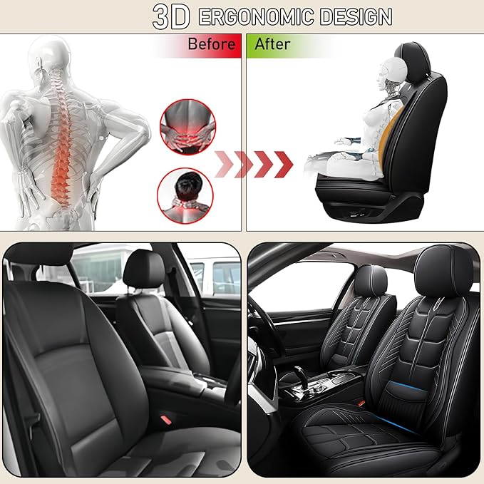 Leather Car Seat Covers Fit for Toyota Corolla Hybrid 2020-2024, 5 Seater Car Seat Cover, Premium Waterproof, Scratch Resistant Car Interior Accessories (Full Set Black)