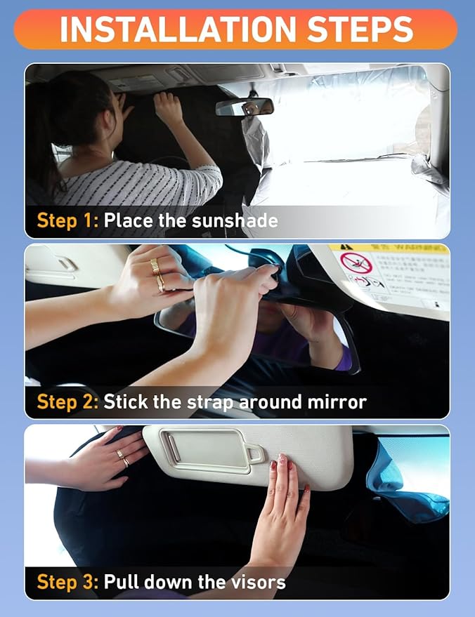 EcoNour Windshield Sunshade Compatible for Hyundai Kona 2018-2021 2022 2023, Sun Visor for Front Windshield & Window Sun Shade Cover, UV Heat Blocker & Protector, Car Accessories