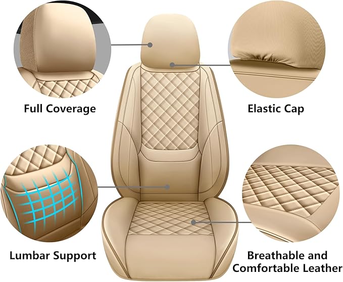 Full Coverage Leather Car Seat Covers Front Pair,Waterproof Seat Covers for Cars,SUVs Trucks, Car Seat Cushion,Car Seat Protector with 2 Seats