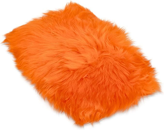 Andalus Brands Pure Australian Sheepskin Fluffy Car Center Console Cover, Luxurious Non-Shedding Furry Arm Rest Cover for Car, Versatile for All Seasons, Orange - (11.47" X 6.3")
