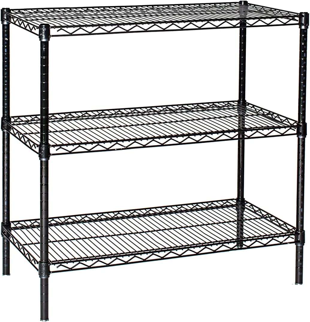 Omega 24" Deep x 54" Wide x 74" High 3 Tier Black Starter Shelving Unit
