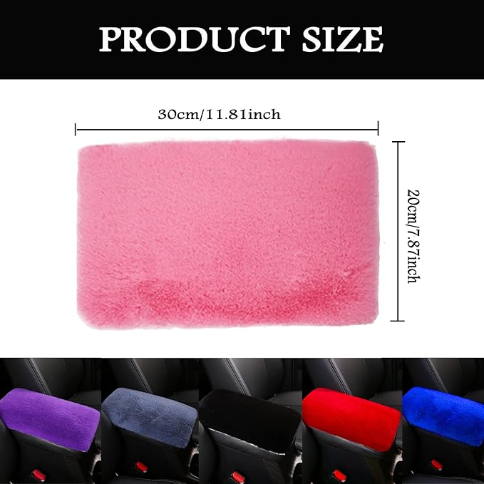 Fluffy Furry Armrest Cover for Car, Auto Center Console Cover Pad Car Soft Console Pad Wool Fur Armrest Seat Box Cover Protector Universal Fit for Most Vehicle, SUV (Black)