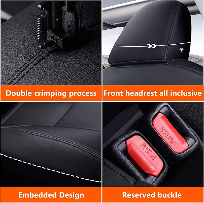 AOMSAZTO Car Seat Cover Fit for Nissan Altima 2019 2020 2021 2022 2023 2024 2025 (S SV SR Platinum) Full Set Customized Faux Leather Seats Cover Black