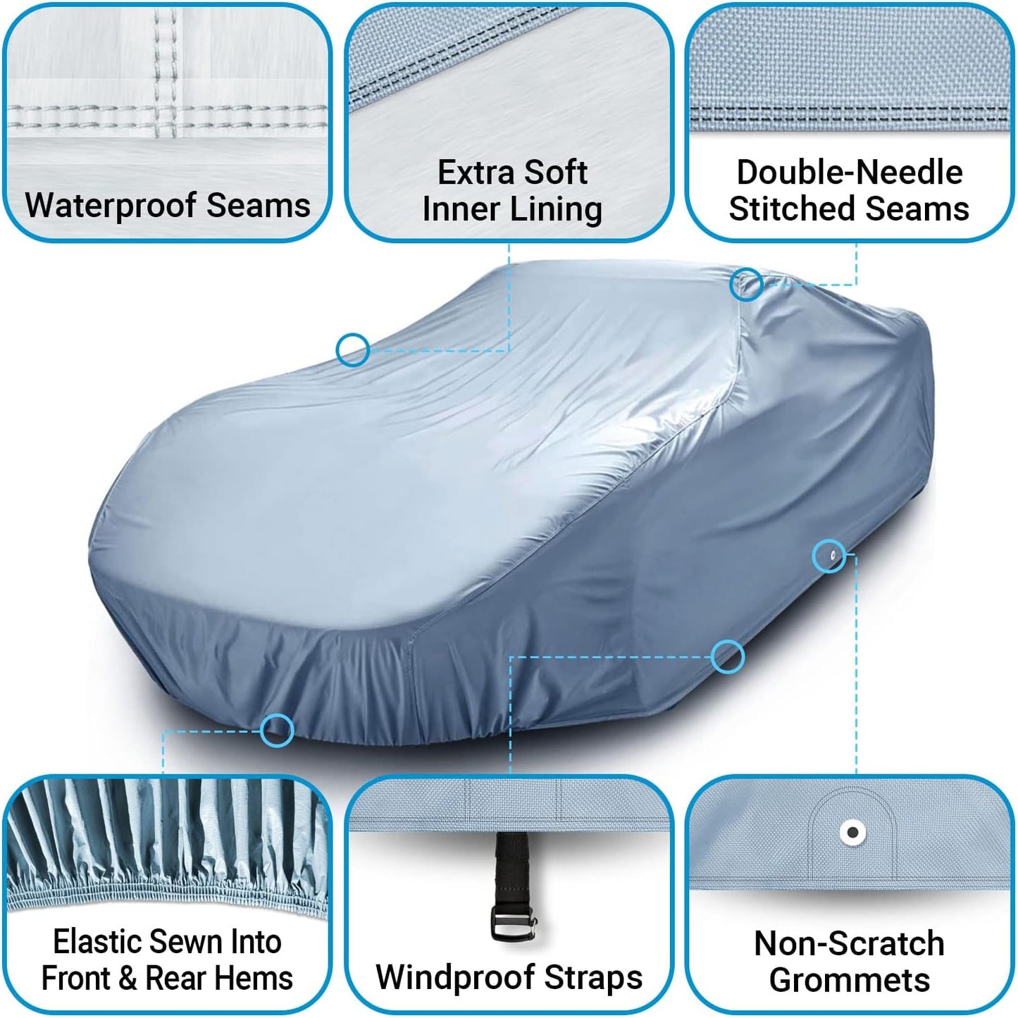 iCarCover Premium Car Cover for 1977-1989 Pontiac Safari Wagon Heavy Duty Waterproof All-Weather Automobiles Custom Fit Indoor Outdoor UV Snow Protection Covers with Straps and Bag